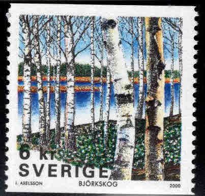 SWEDEN MNH** coil stamp Scott 2378, Birch Trees, 6 Kr denomination