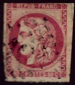 France SC#48 Used on piece Fine hr SCV$250.00...A  Popular Country!!