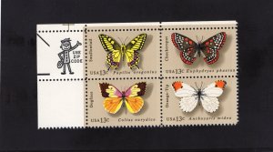 1712-1615 Butterflies, MNH UL-ZIP blk/4