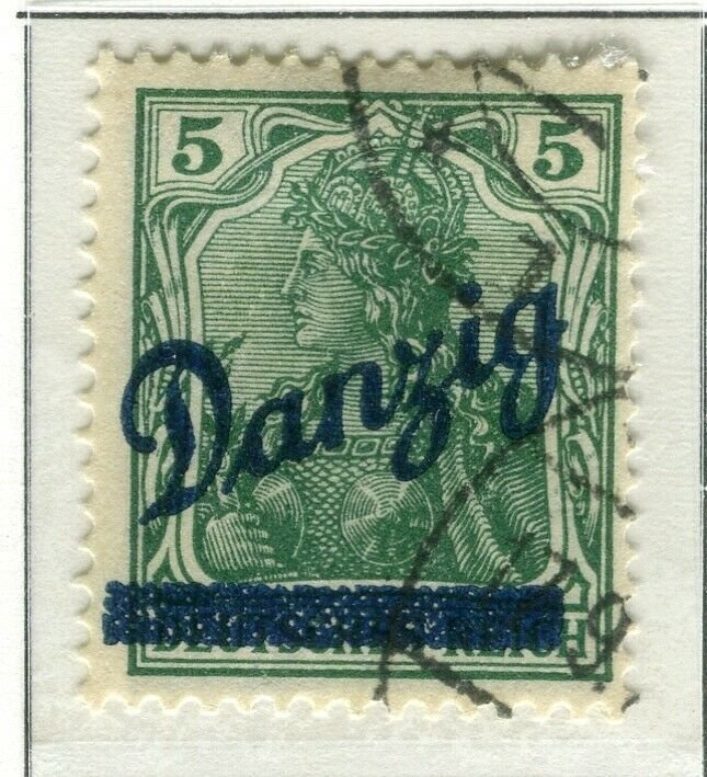 GERMANY; DANZIG 1920 Diagonal Optd. Germania issue fine used 5pf. value