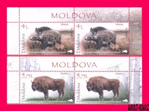 MOLDOVA 2018 Nature Fauna Animals Wild Boar & European Bison 4v Sc977-978 MNH