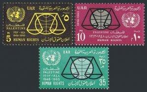 Egypt-Palestine N101-N103,hinged.Mi UAR 43-45. Declaration of Human Rights,1963.