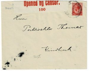 South West Africa 1918 Grootfontein cancel on cover to Windhoek, censored