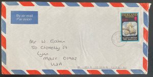 1993 Port Stanley Falkland Island Airmail cover To Lynn MA Usa