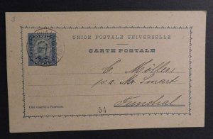 1896 Postcard Cover Funchal Portugal Local Use Carte Postale UPU