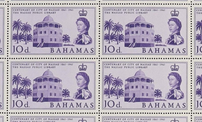 BAHAMAS 1962 Nassau Centenary set 8d & 10d full sheets with imprints. MNH **. 