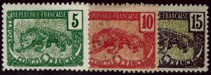French Congo SC #38, 40 Mint; #39 Used F-VF hr SCV $8.50...win a Bargain!