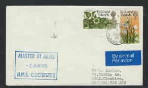 FALKLAND ISLANDS (P1101B) 1975 FLOWER 1 1/2P+4P SHIP COVER, HMS CHICHESTER