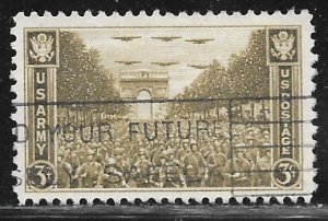 USA 934: 3c United States Troops Passing the Arch of Triumph, Paris, used, F-VF