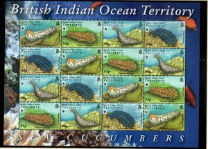 BRITISH INDIAN OCEAN TERR SG392/5 2008 SEA CUCUMBERS SHEETLET MNH