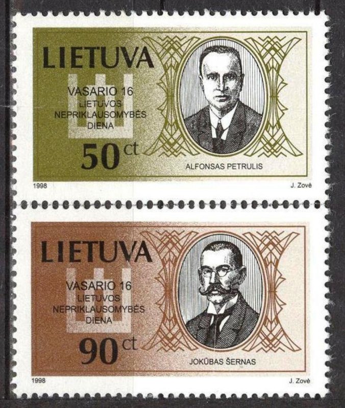 Lithuania 1998 National Day Persons Signatories set of 2 MNH