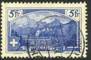 SWITZERLAND 1914-30 5fr Ultramarine THE RUTLI Pictorial Sc 183 VFU