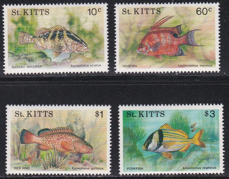 St. Kitts # 320-323, Fish, NH, 1/2 Cat