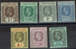 LEEWARD ISLANDS 1912 KGV RANGE TO 1/- WMK MULTI CROWN CA 