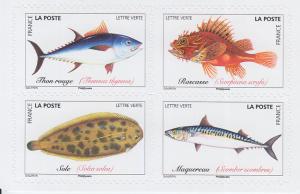 2019 France Fish 12 SA Bklt (Scott 5606-17a) MNH