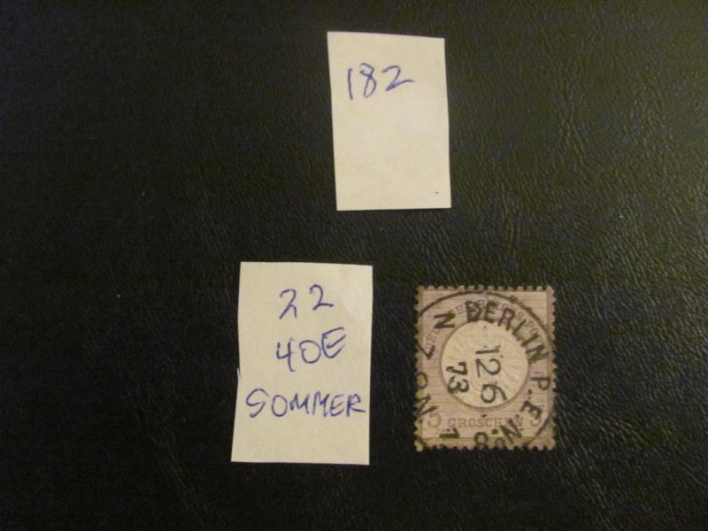 Germany 1872 USED SIGNED SOMMER MI. 22 SC 20  VF 40 EUROS (182) GREAT CANCEL