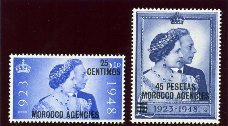 Morocco Agencies 1948 KGVI Silver Wedding set complete MNH. SG 176-177. Sc 93-94