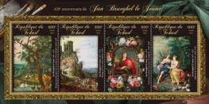 Chad - 2021 Jan Brueghel the Younger - 4 Stamp Sheet - TCH210242a 