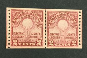 MOMEN: US STAMPS #656 LINE PAIR MINT OG NH VF/XF LOT #76128*