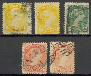 Canada Sc# 35-37 Used lot/5 1873 Small Queen