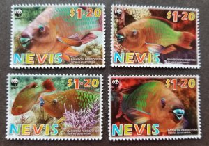 *FREE SHIP Nevis WWF Rainbow Parrotfish 2007 Fish Marine Life Coral (stamp) MNH