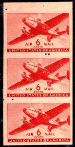 U.S. #C25a Mint NH Booklet Pane Mostly Blind Perfs EFO