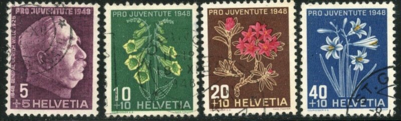 SWITZERLAND Sc#B179-B182 1948 Pro Juventute Flowers Complete Set Used