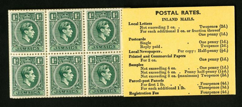 Jamaica Stamps VF Unexploded Booklet of 5 Panes 1938 OG NH