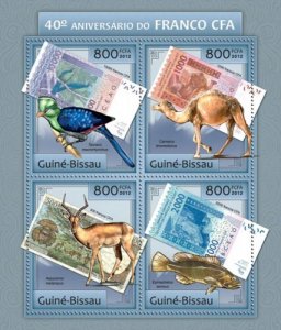 GUINE BISSAU 2012 SHEET FRANC CFA WILDLIFE CAMELS FISHES BANKNOTES gb12808a