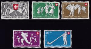 Switzerland 1951 Pro Patria Semi-Postal complete (5) VF/NH(**)