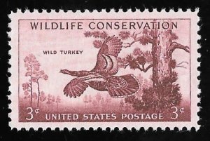 1077 3 cents Wildlife - Wild Turkey Stamp mint OG NH EGRADED VF 81