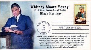 AO-1875, 1981, Whitney Moore Young, Add-on Cachet, First Day Cover, Standard Pos