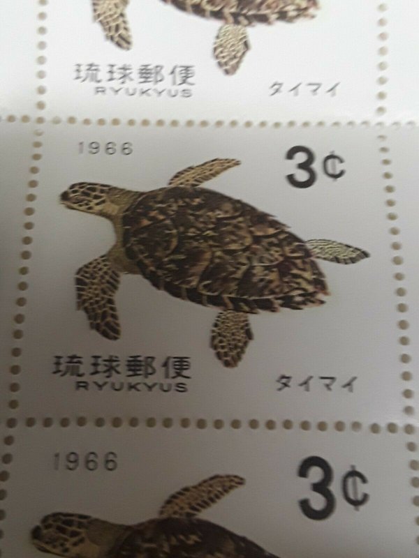 Ryukyu MNH Full Sheet 1966 Turtle