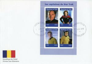 Star Trek Stamps Chad 2019 FDC Captains Kirk Picard Janeway Movies 4v M/S