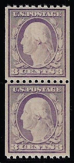 Scott #489 - $40.00 – VF-OG-NH – Extremely fresh mint condition coil pair.