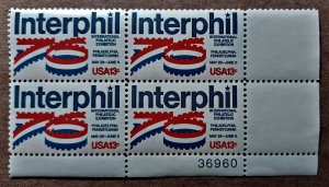 United States #1632 13c Interphil 76 MNH block of 4 plate #36960 (1976)