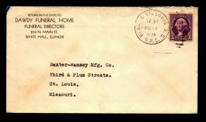 1938 MINN & ST Louis SD RPO / White Hall IL Funeral Home CC - L19072