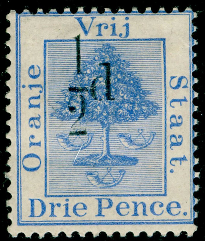 SOUTH AFRICA - Orange Free State SG72, ½d on 3d ultramarine, M MINT. Cat £13.