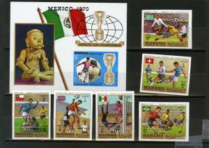 MANAMA 1970 SOCCER WORLD CUP MEXICO SET OF 6 STAMPS & S/S OVERPRINTED IMPERF.MNH