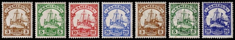 Cameroun Scott 7-10, 20-21, 23 (1900-1918) Mint/Used NG/OG F/VF, CV $85.05 C