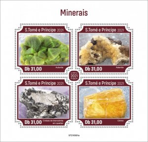 SAO TOME - 2021 - Minerals - Perf 4v Sheet - Mint Never Hinged