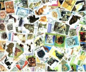 Cats on Stamps Collection - 100 Different Stamps