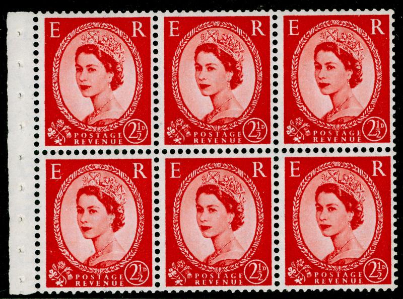 SG544b, 2½d carmine-red, NH MINT. BOOKLET PANE.