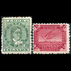 COOK IS. 1898 - Scott# 23-4 Queen and Wrybill 10p-1s LH