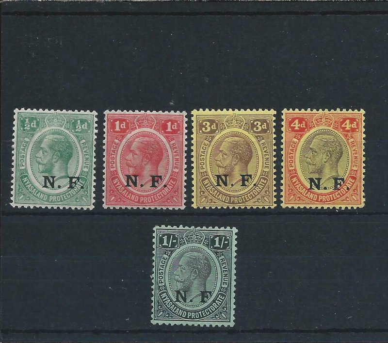 TANGANYIKA 1916 NYASALAND-RHODESIAN FORCE SET OF FIVE MM SG N1/N5 CAT £130