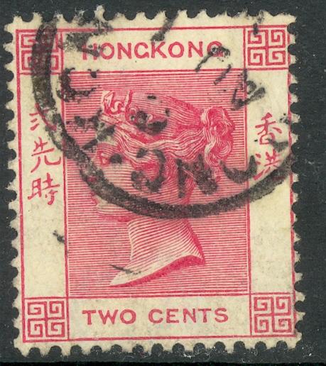 HONG KONG 1882-1902 QV 2c ROSE PINK Sc 36a VFU