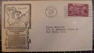 Scott 795 FDC - Anderson - NW Ordinance  - Typed Address Planty 795-39