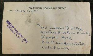 1969 Bhutan Government Service Official Cover To Calcutta India