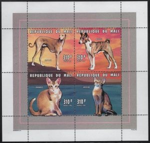 Mali 1996 MNH Sc 790 310fr Dogs and Cats Sheet of 4