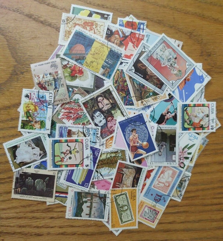 Cuba  stamp accumulation, kiloware ,200 different used off paper stamps,